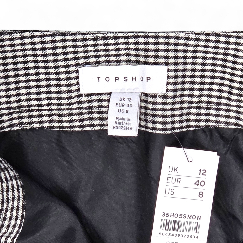 Topshop Black and White Checkered Mini Skirt NWT US Size 8 - Picture 3 of 13